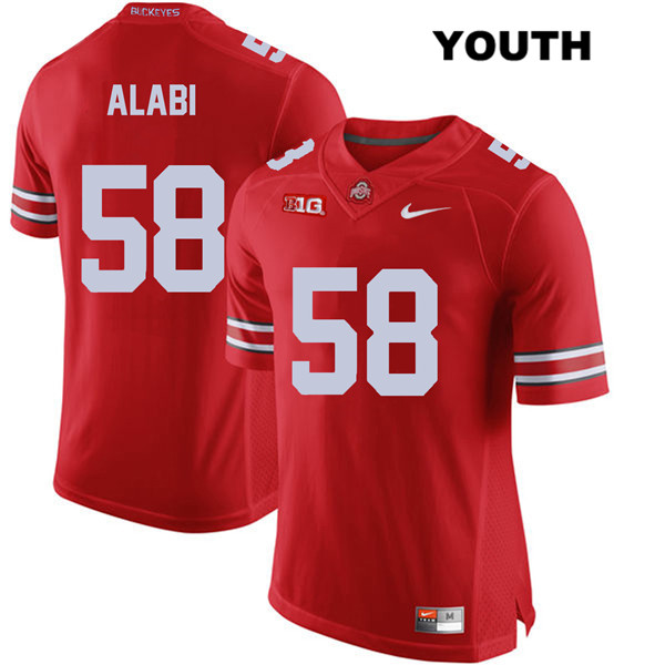 Ohio State Buckeyes Youth Joshua Alabi #58 Red Authentic Nike College NCAA Stitched Football Jersey JQ19U68JP